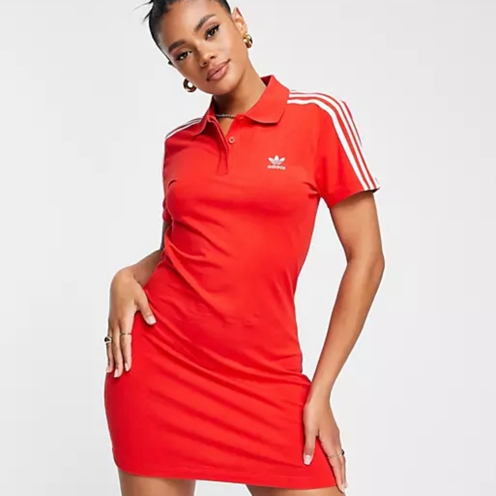 Red Adidas Adicolor Red Polo T-shirt dress small NWT